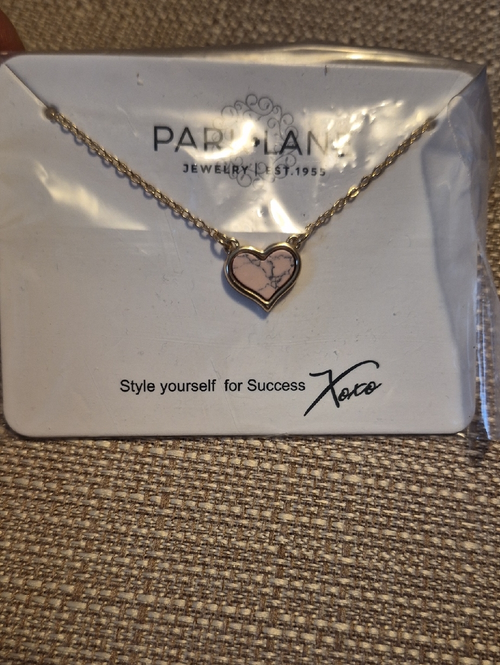 Park Lane Gold Tone Necklace with Light Pink Heart Pendant
